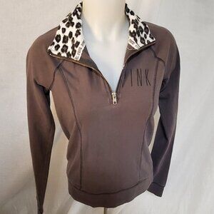 "Pink" Grey quarter zip long sleeve top XS